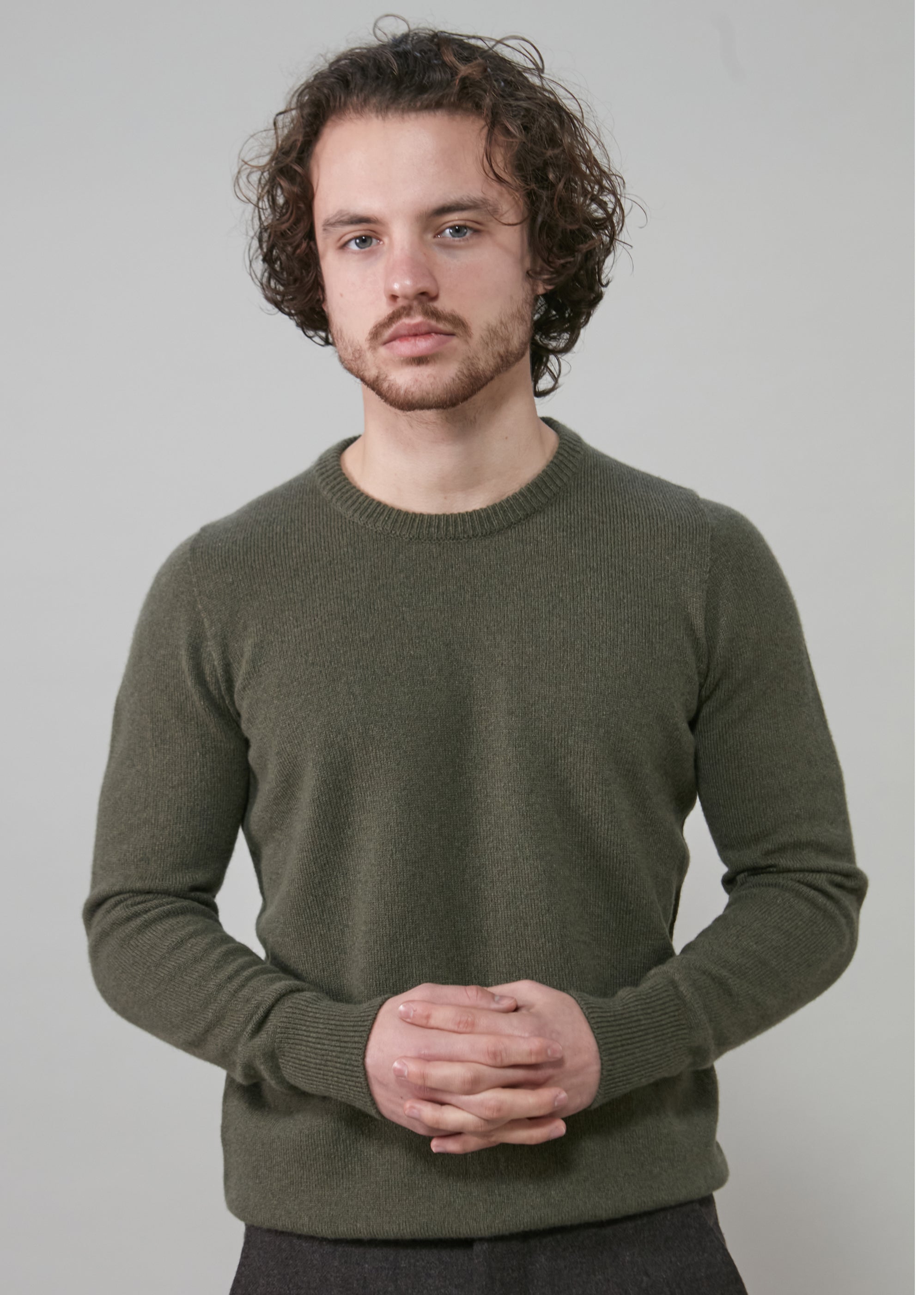 Mens Eco-Cashmere Blend Jumper - Khaki