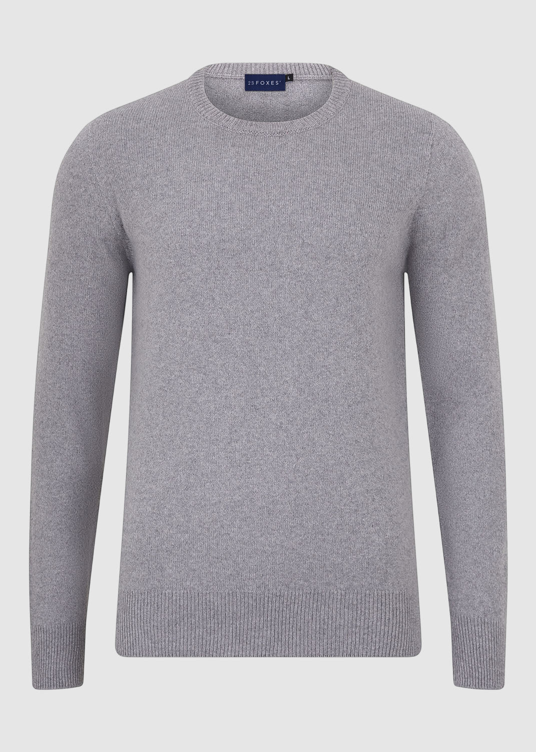 Mens Eco-Cashmere Blend Crew Neck Jumper - Light Grey