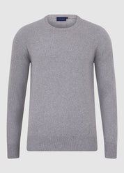 Mens Eco-Cashmere Blend Crew Neck Jumper - Light Grey