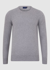 Mens Eco-Cashmere Blend Crew Neck Jumper - Light Grey