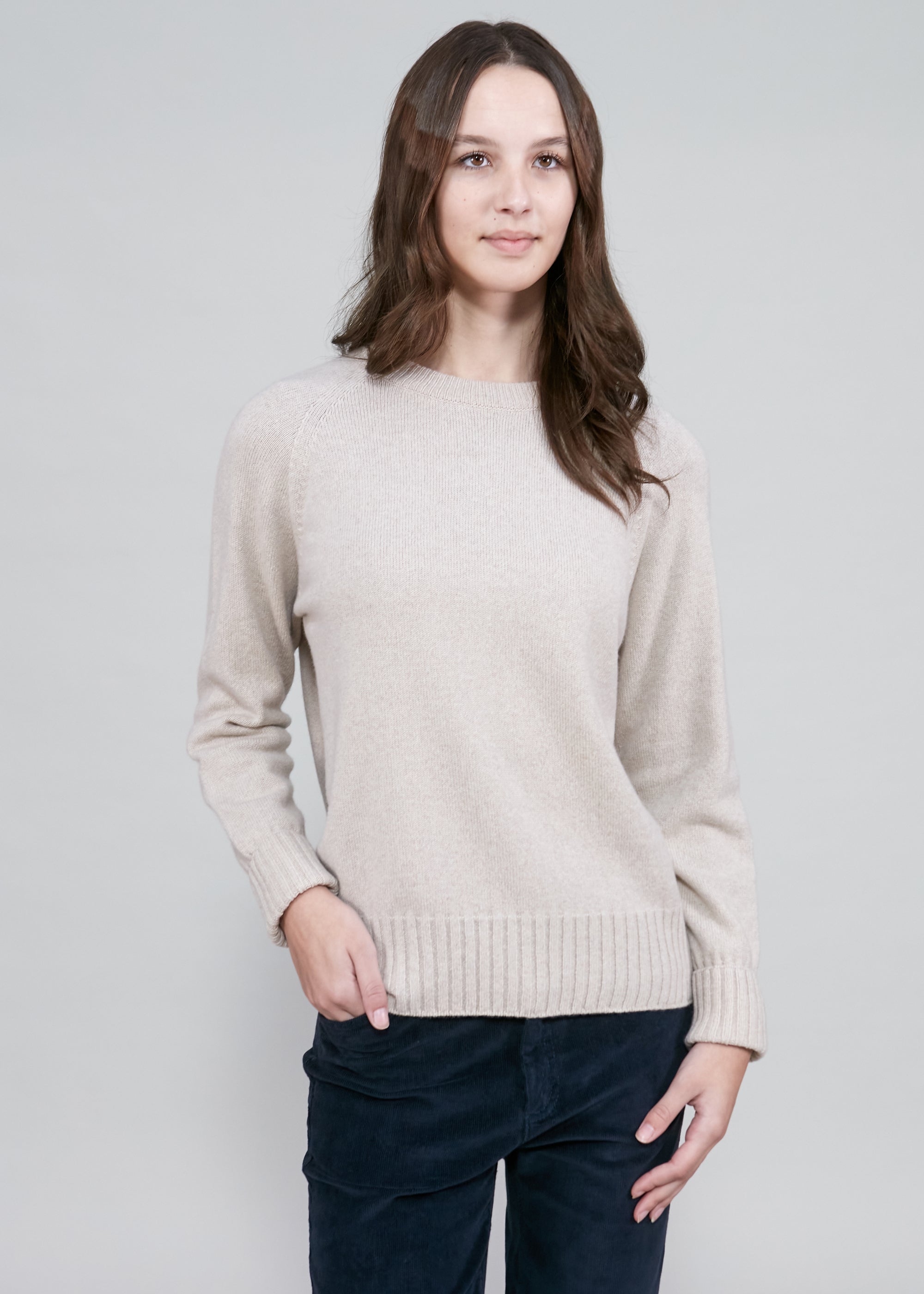 Womens Eco-Cashmere Wool Jumper - Light Camel