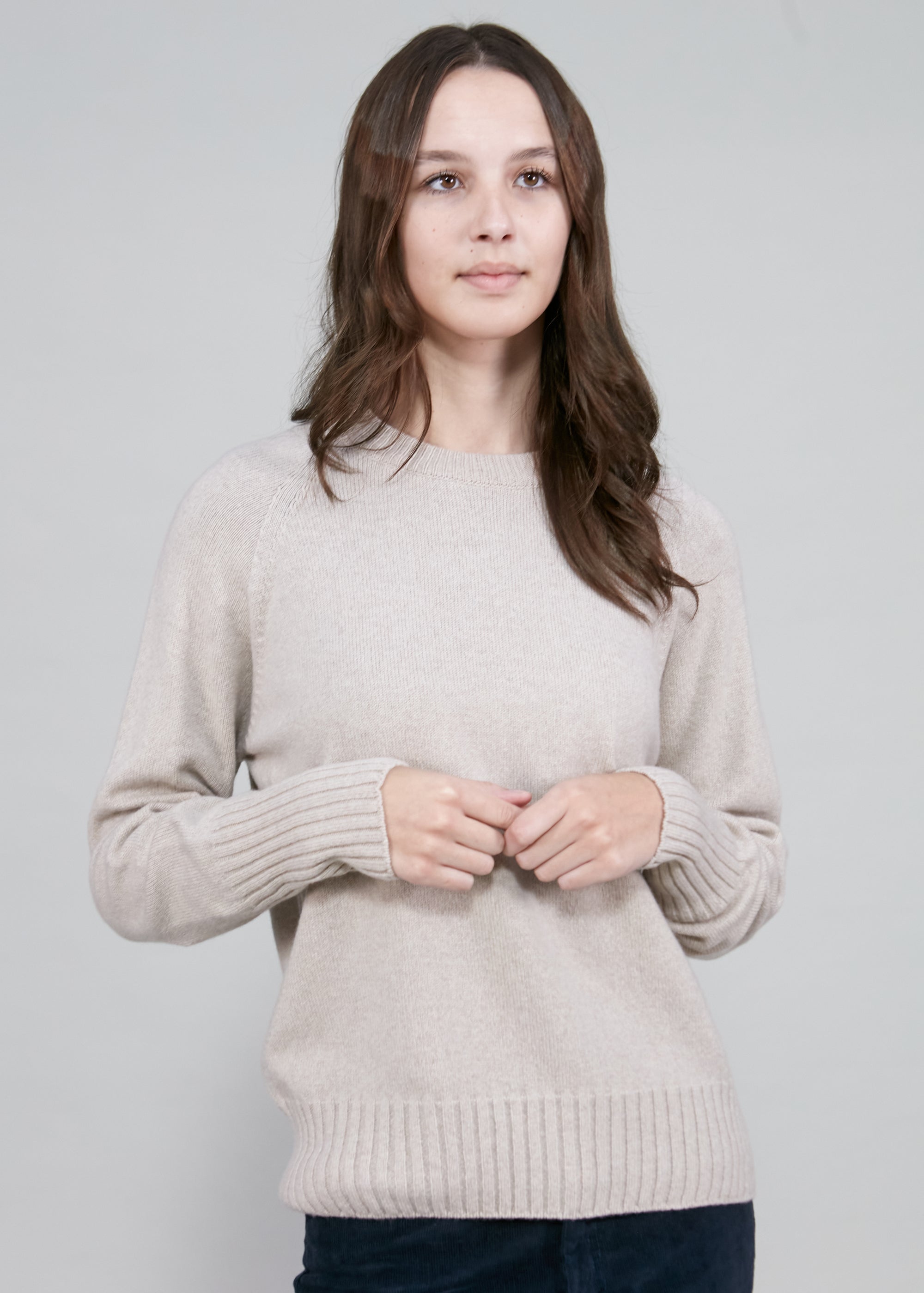 Womens Eco-Cashmere Wool Jumper - Light Camel