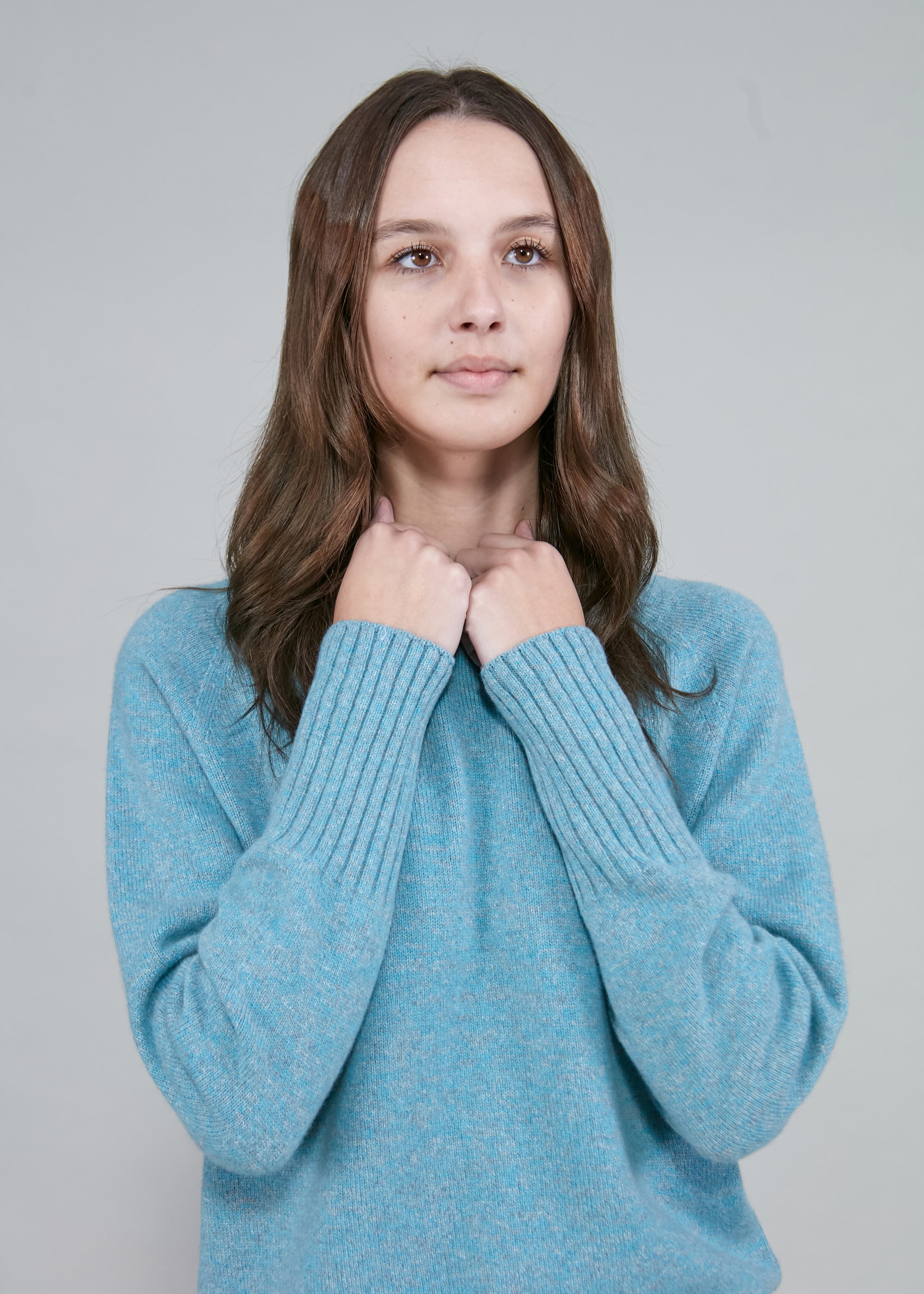 Womens Eco-Cashmere Wool Jumper - Blue Twist