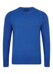 The First - Blue Twist - Mens Crew Neck Extrafine Merino Wool Jumper