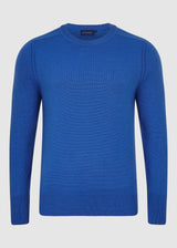 Mens Crew Neck Extrafine Merino Wool Jumper - Blue Twist