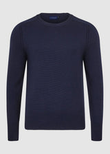 Mens Crew Neck Extrafine Merino Wool Jumper - Dark Navy