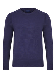 The First - Navy Twist - Mens Crew Neck Extrafine Merino Wool Jumper