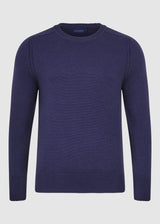Mens Crew Neck Extrafine Merino Wool Jumper - Navy Twist