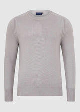 Mens Crew Neck Extrafine Merino Wool Jumper - Grey