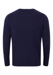 The First - Navy Twist - Mens Crew Neck Extrafine Merino Wool Jumper