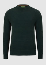 CX-04 - Mens Moss-Stitch Recycled Cotton Crew Neck Jumper - Bottle Green