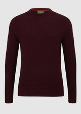 CX-04 - Mens Moss-Stitch Recycled Cotton Crew Neck Jumper - Maroon