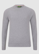 CX-04 - Moss-Stitch Recycled Cotton Crew Neck Jumper - Light Grey
