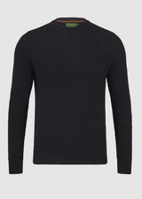 CX-04 - Mens Moss-Stitch Recycled Cotton Crew Neck Jumper - Black