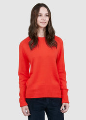 Womens Crew Neck Extrafine Merino Wool Jumper - Burnt Orange