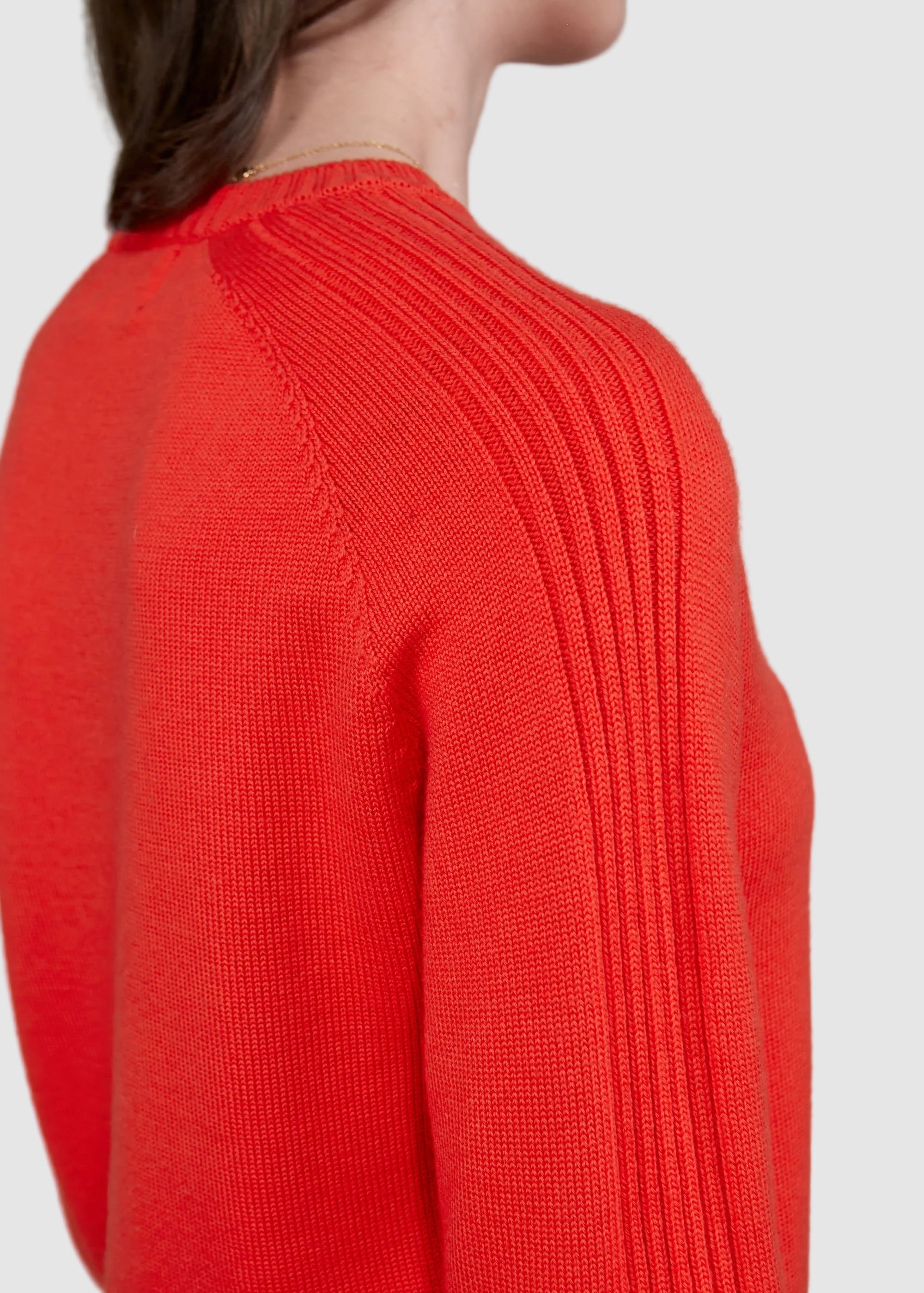 Womens Crew Neck Extrafine Merino Wool Jumper - Burnt Orange