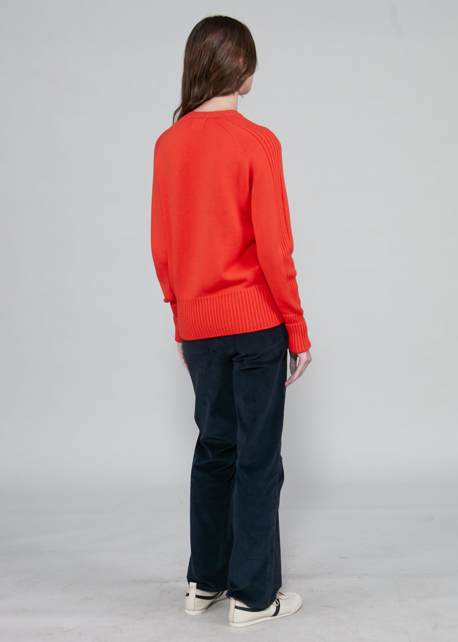 Womens Crew Neck Extrafine Merino Wool Jumper - Burnt Orange