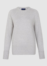Womens Crew Neck Extrafine Merino Wool Jumper - Grey