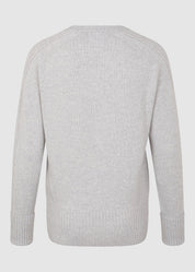 Womens Crew Neck Extrafine Merino Wool Jumper - Grey