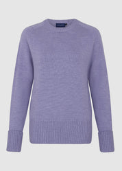 Womens Crew Neck Extrafine Merino Wool Jumper - Purple