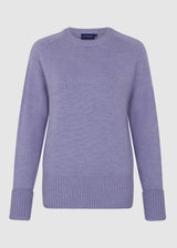 Womens Crew Neck Extrafine Merino Wool Jumper - Purple