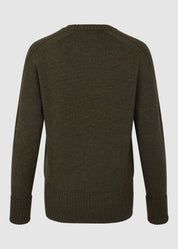 Womens Crew Neck Extrafine Merino Wool Jumper - Green Moss