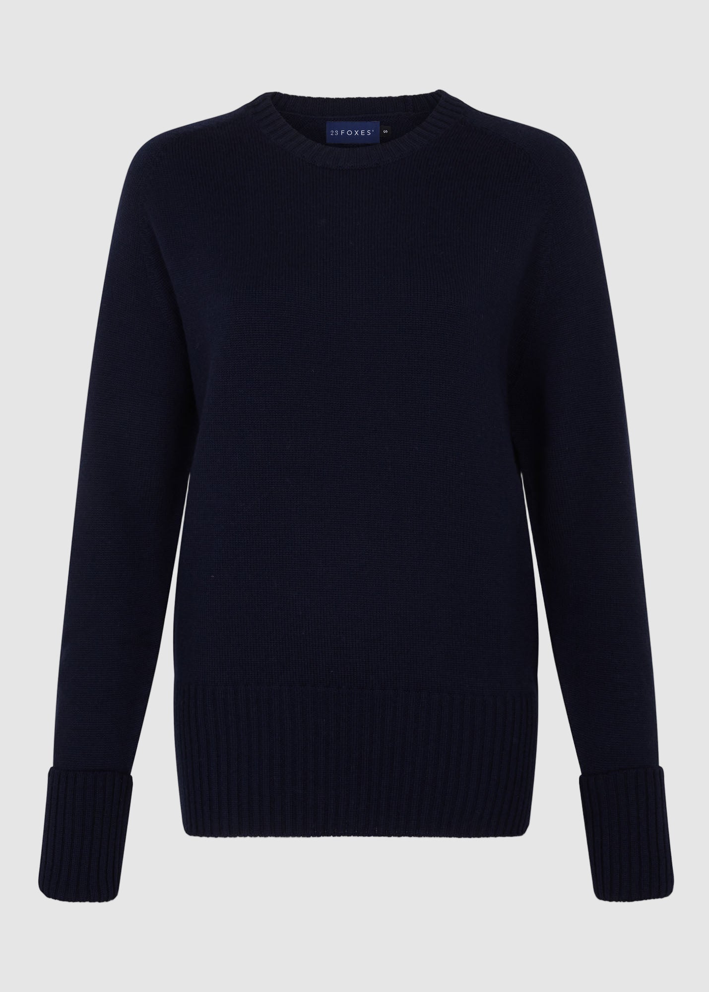 Womens Crew Neck Extrafine Merino Wool Jumper - Navy