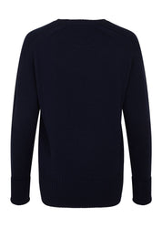 Womens Crew Neck Extrafine Merino Wool Jumper - Navy