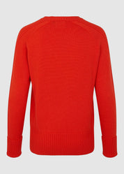 Womens Crew Neck Extrafine Merino Wool Jumper - Burnt Orange