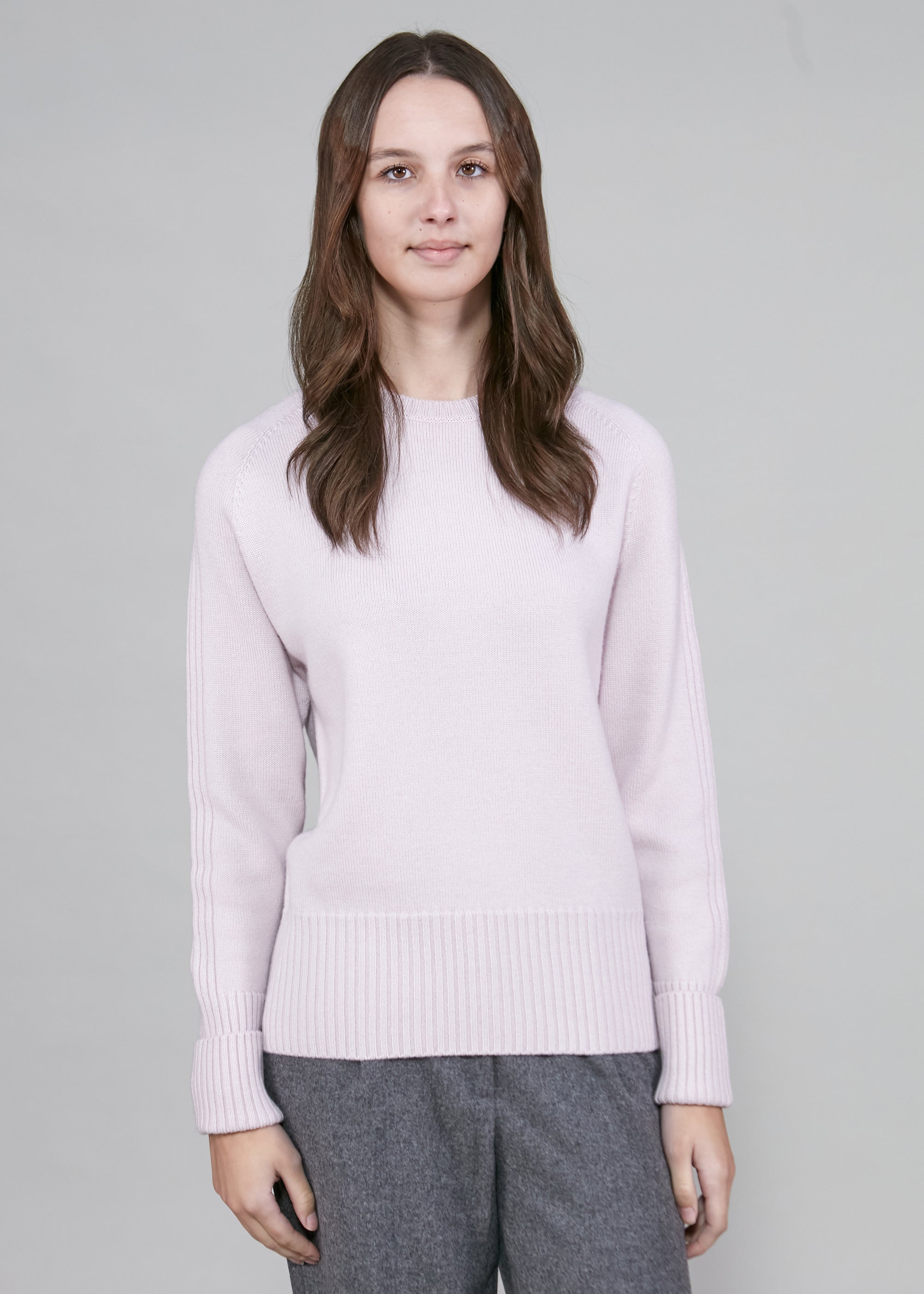 Womens Crew Neck Extrafine Merino Wool Jumper - Pink