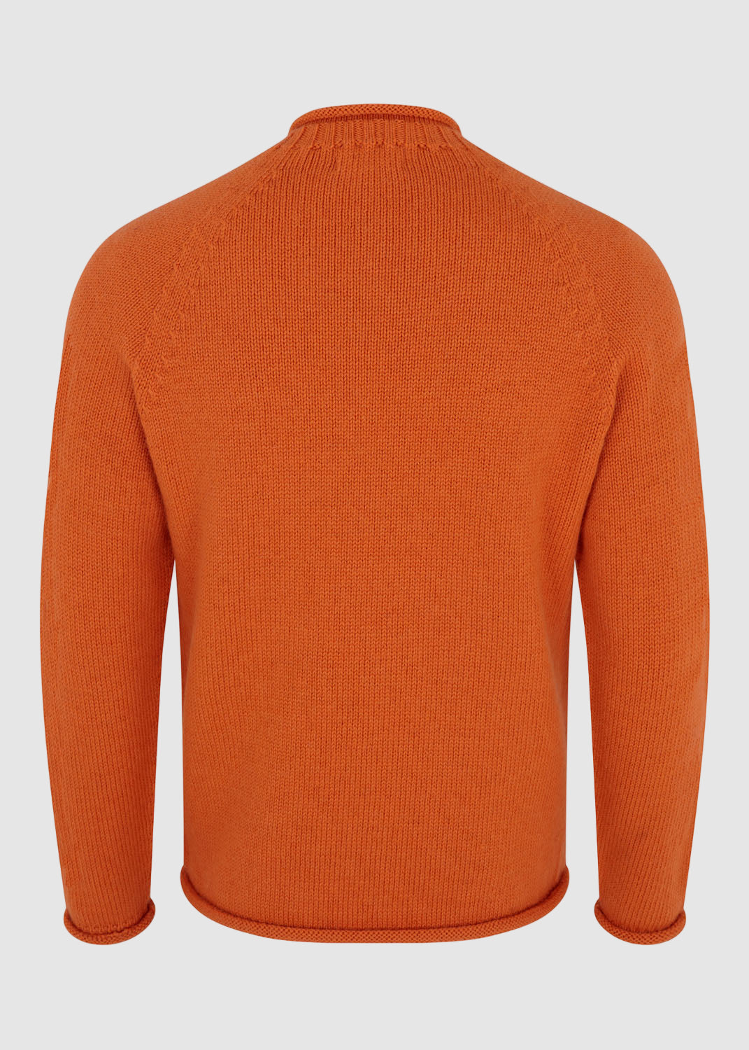 British Wool Roll-Edge Crew Neck Jumper - Orange