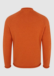 British Wool Roll-Edge Crew Neck Jumper - Orange