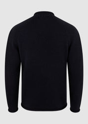 British Wool Roll-Edge Crew Neck Jumper - Black