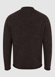 British Wool Roll-Edge Crew Neck Jumper - Brown