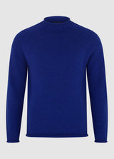 British Wool Roll-Edge Crew Neck Jumper - Ink Blue