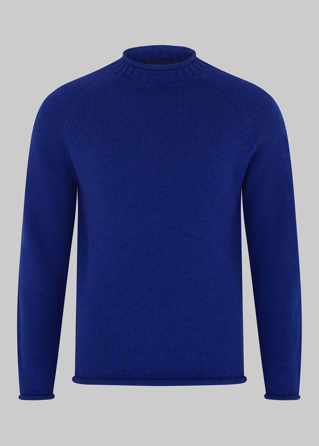 British Wool Roll-Edge Crew Neck Jumper - Ink Blue