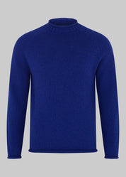 British Wool Roll-Edge Crew Neck Jumper - Ink Blue