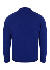 British Wool Roll-Edge Crew Neck Jumper - Ink Blue