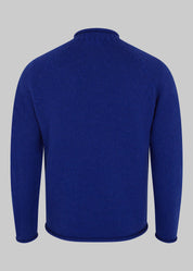 British Wool Roll-Edge Crew Neck Jumper - Ink Blue