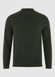 British Wool Roll-Edge Crew Neck Jumper - Loden