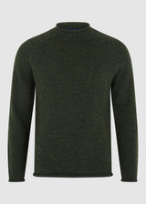British Wool Roll-Edge Crew Neck Jumper - Loden