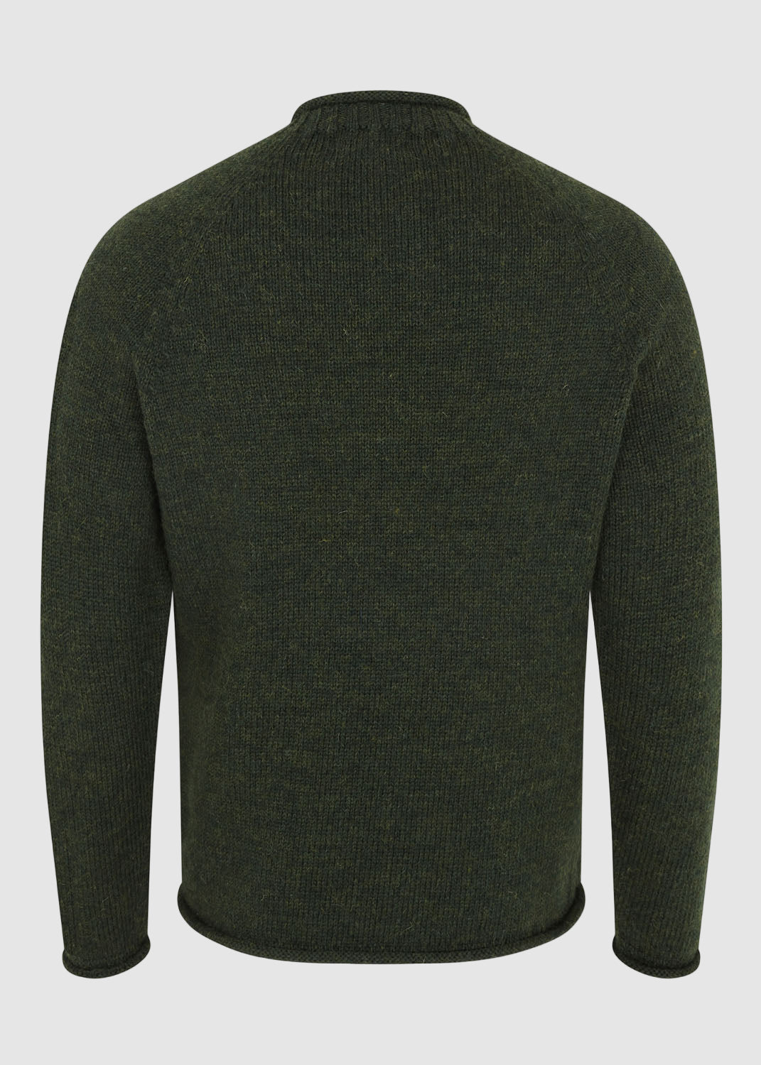 British Wool Roll-Edge Crew Neck Jumper - Loden