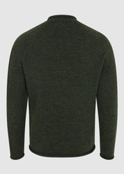 British Wool Roll-Edge Crew Neck Jumper - Loden