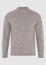 British Wool Roll-Edge Crew Neck Jumper - Oatmeal