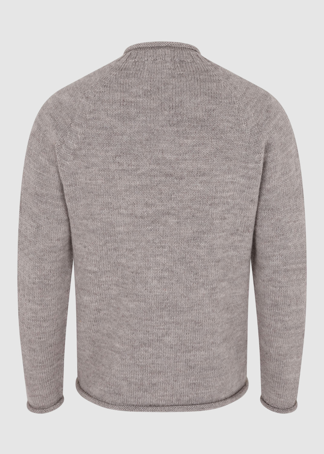 British Wool Roll-Edge Crew Neck Jumper - Oatmeal