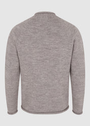 British Wool Roll-Edge Crew Neck Jumper - Oatmeal