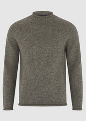 British Wool Roll-Edge Crew Neck Jumper - Sage