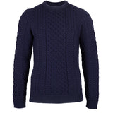 Classic Aran Wool Jumper - Navy | Made from British Wool | 23 Foxes - Knitwear