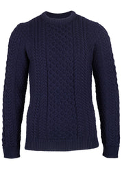 Classic Aran Wool Jumper - Navy | Made from British Wool | 23 Foxes - Knitwear