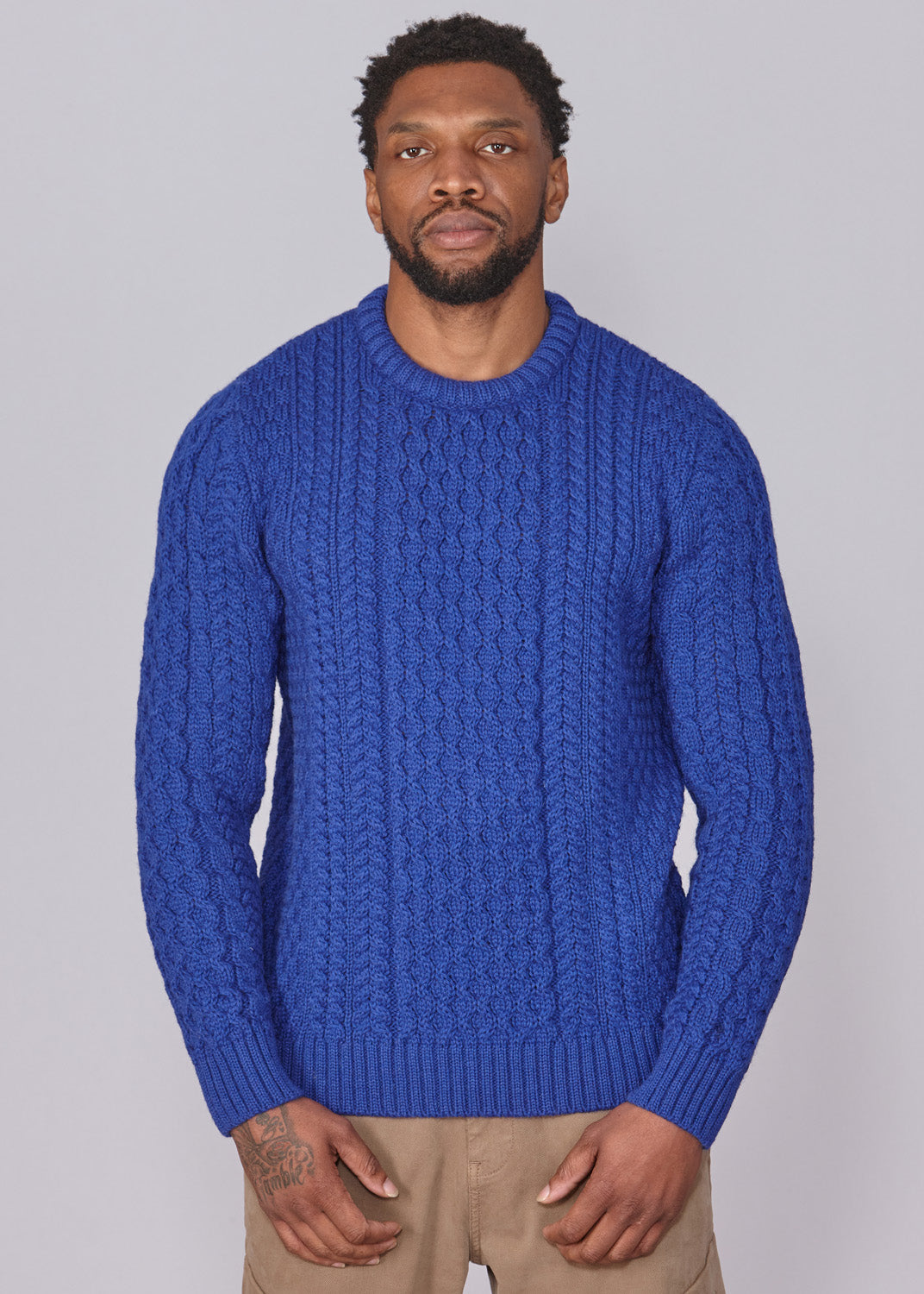 Classic Aran Wool Jumper - Sapphire | Made from British Wool | 23 Foxes - Knitwear